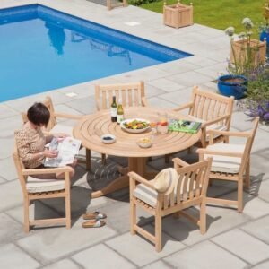 Alexander Rose roble hardwood garden dining set table and chairs