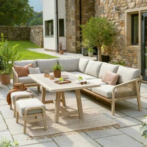 Kettler Cora rope corner sofa set anthracite aluminium garden furniture