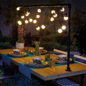 Luxform Honolulu solar LED festoon light set warm white globe bulbs garden