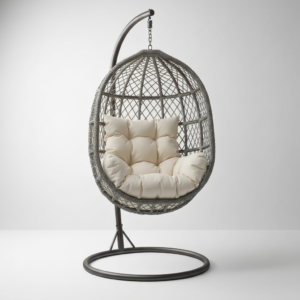 Rattan Hanging Egg Chair with Cushion & Swivel UK | British Nest