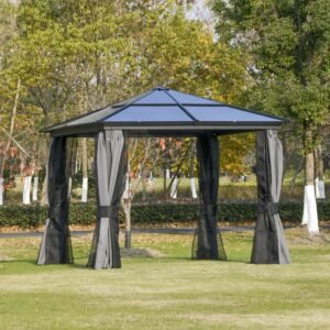 3x3m polycarbonate hardtop aluminium gazebo garden structure anthracite