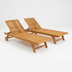 Grade-A Teak Steamer Sun Lounger Set of 2 | British Nest